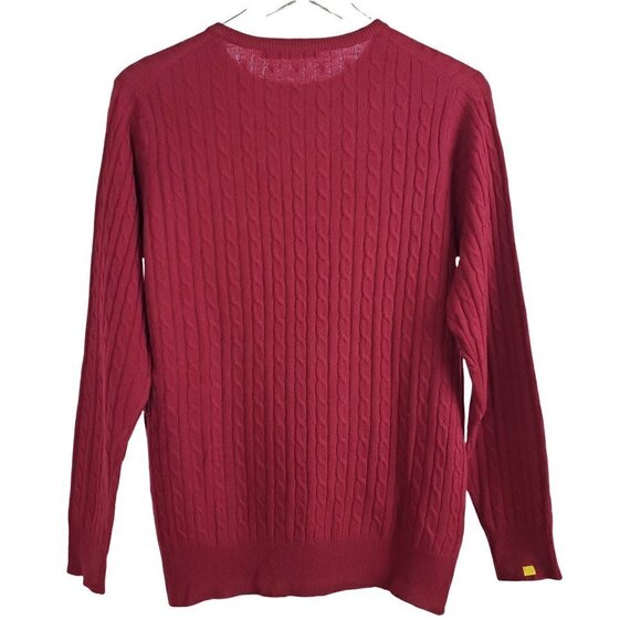 Woolovers Cable Knit Sweater Merino Wool Cashmere Dark Red Pullover Small FLAW - Picture 10 of 11